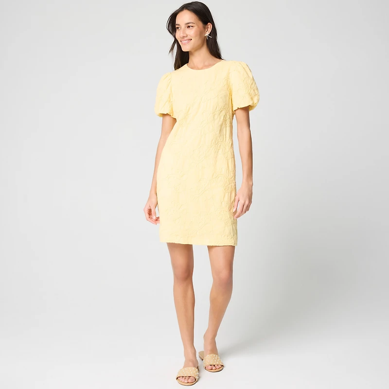 Embroidered puff-sleeve mini dress