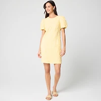 Embroidered puff-sleeve mini dress