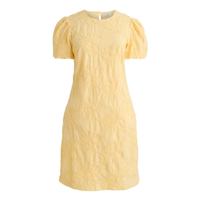 Embroidered puff-sleeve mini dress