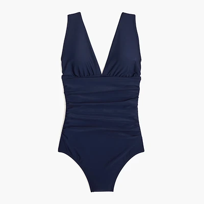 Ruched plunge one-piece swimsuit
