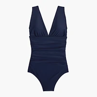 Ruched plunge one-piece swimsuit