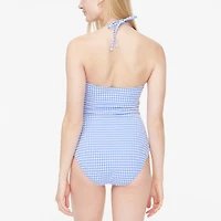 Strapless seersucker one-piece swimsuit