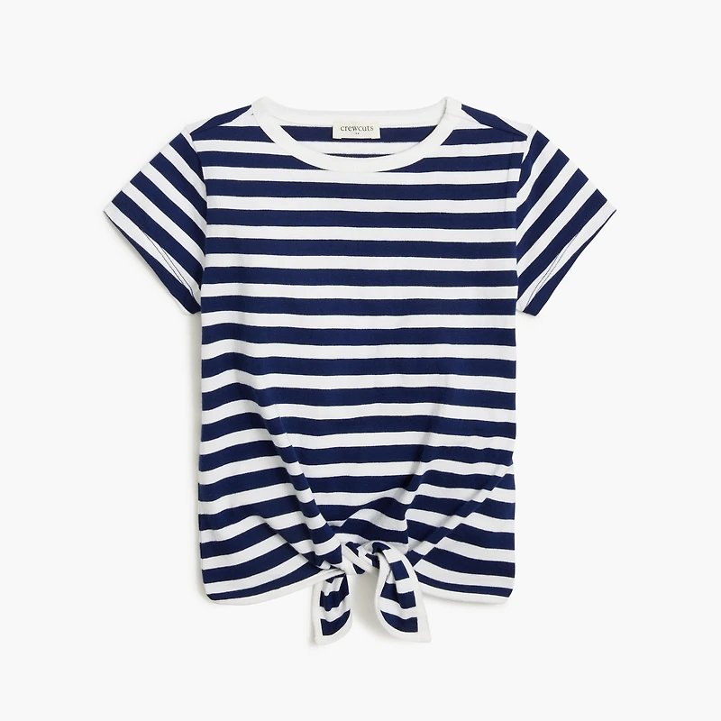 Girls' striped tie-front tee