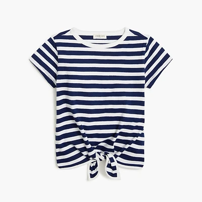 Girls' striped tie-front tee