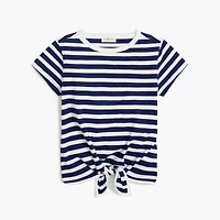 Girls' striped tie-front tee