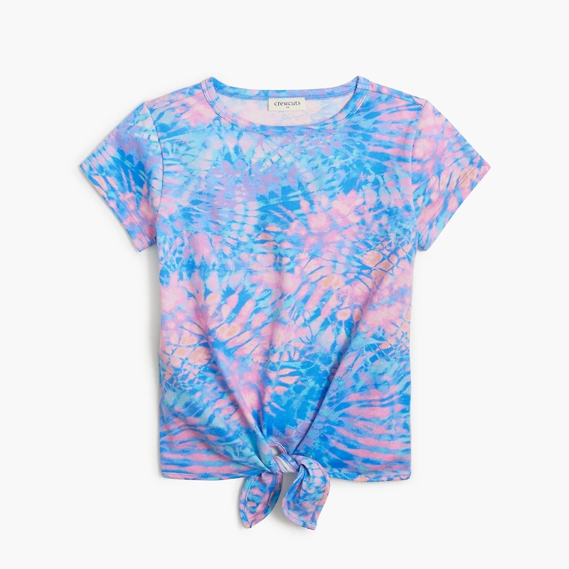 Girls' tie-dye tie-front tee