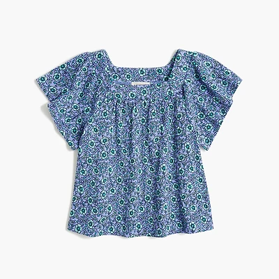 Girls' floral squareneck top