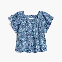 Girls' floral squareneck top