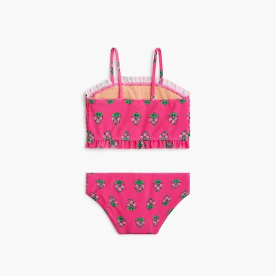 Girls' block-print smocked bikini set