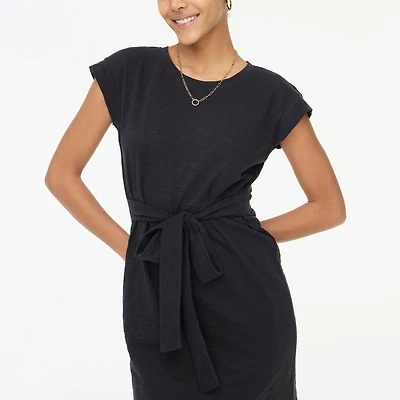 Knit tie-waist mini dress