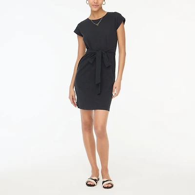 Knit tie-waist mini dress