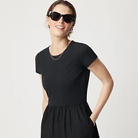 Short-sleeve knit mixy dress