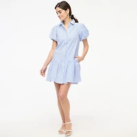 Striped bubble-sleeve shirt-dress