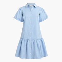 Striped bubble-sleeve shirt-dress