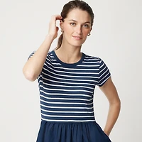 Striped short-sleeve knit mixy dress