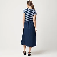 Striped short-sleeve knit mixy dress