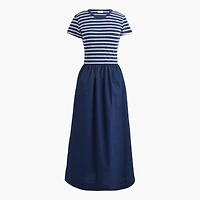 Striped short-sleeve knit mixy dress