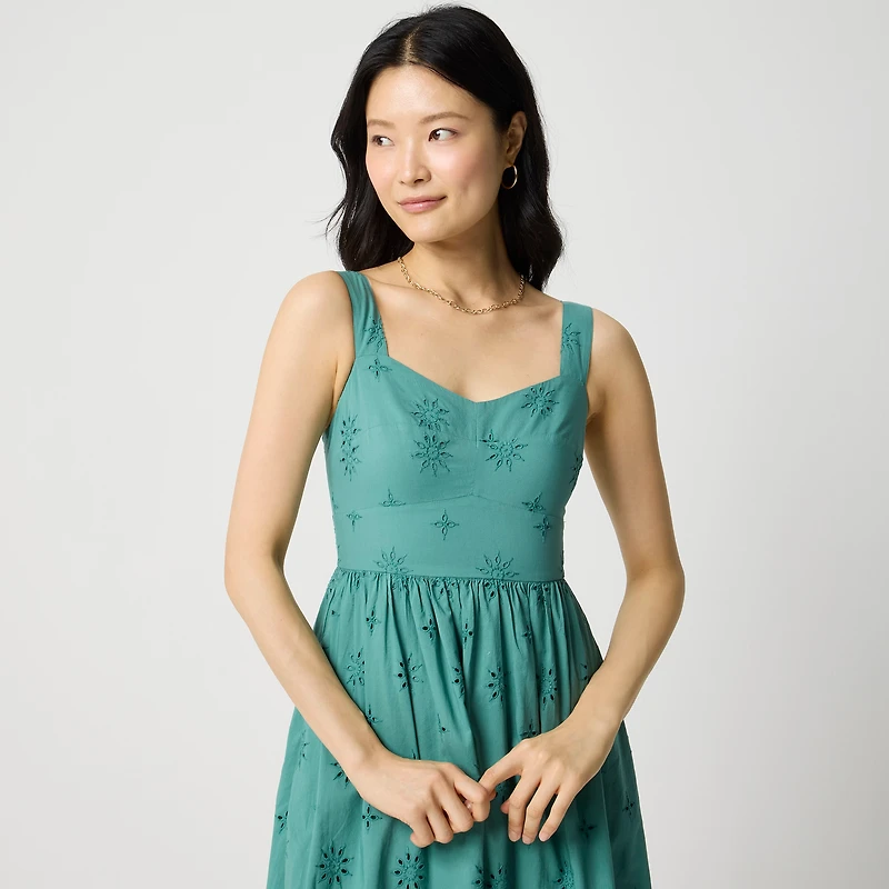 Eyelet midi dress