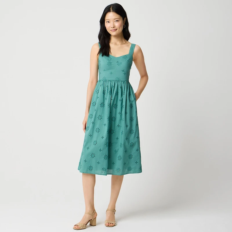 Eyelet midi dress