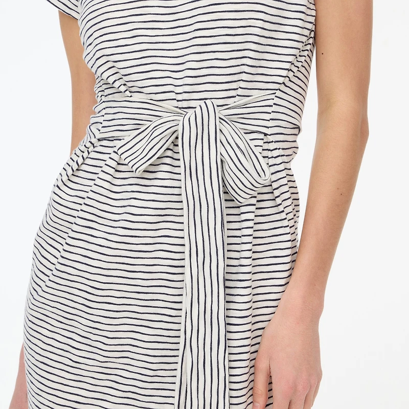 Striped tie-waist mini dress