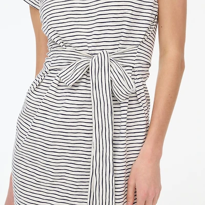 Striped tie-waist mini dress