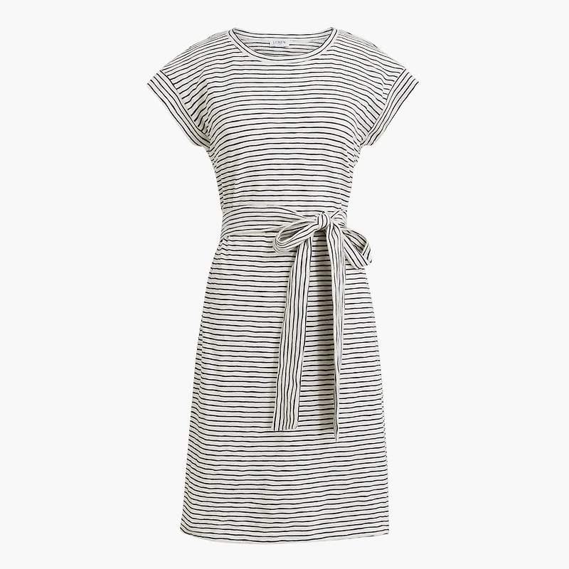 Striped tie-waist mini dress