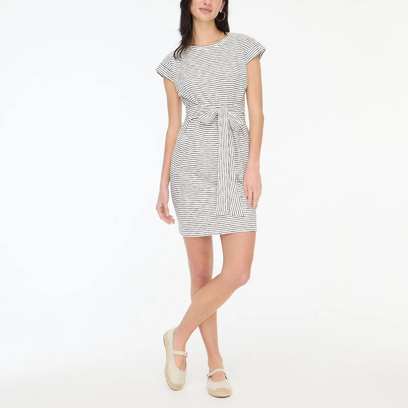 Striped tie-waist mini dress