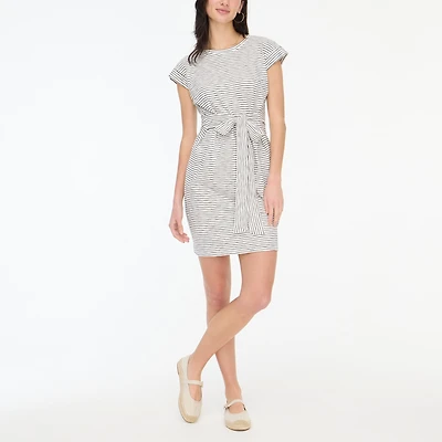 Striped tie-waist mini dress