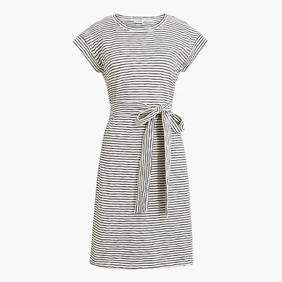 Striped tie-waist mini dress