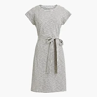 Striped tie-waist mini dress