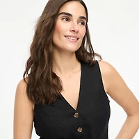 Button-front linen-blend vest