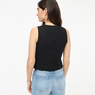 Button-front linen-blend vest