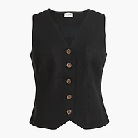 Button-front linen-blend vest