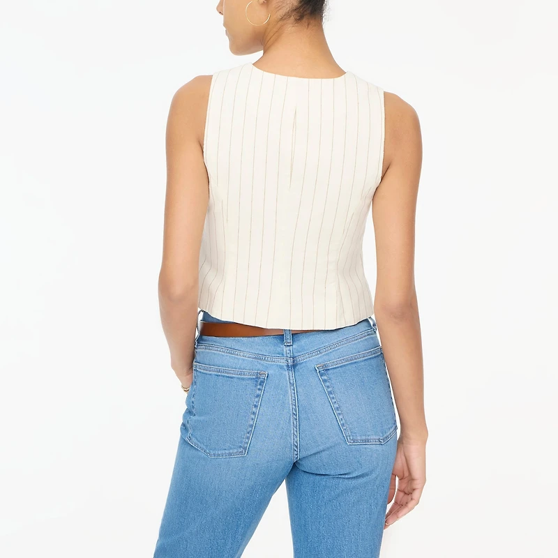 Striped linen-blend vest