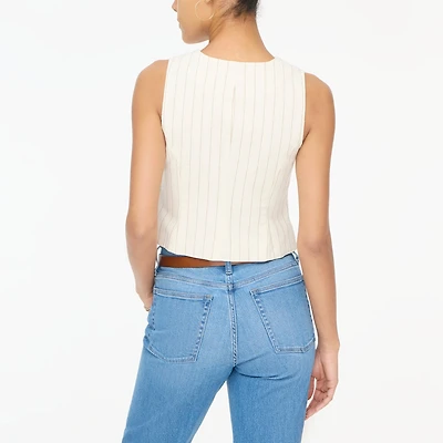 Striped linen-blend vest