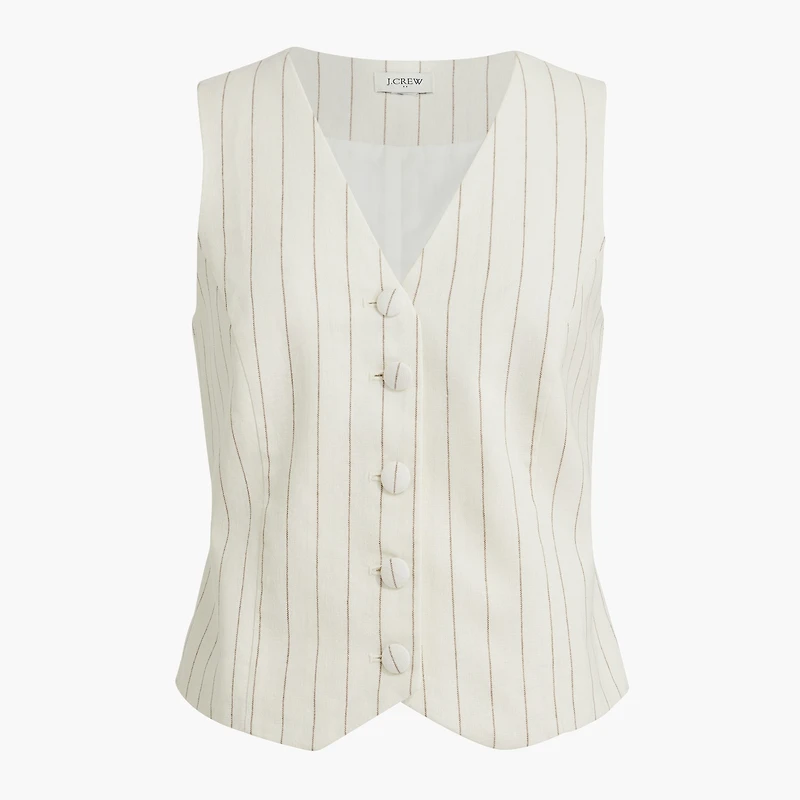 Striped linen-blend vest