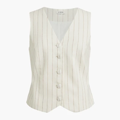 Striped linen-blend vest