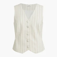 Striped linen-blend vest