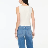 Squareneck linen-blend vest