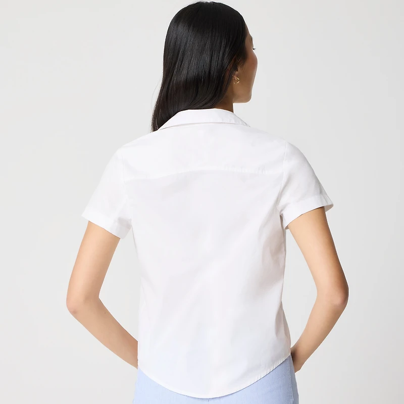 Short-sleeve poplin popover top
