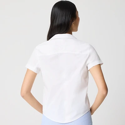 Short-sleeve poplin popover top