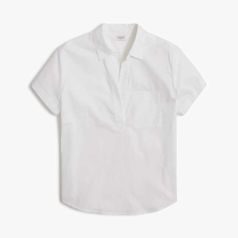 Short-sleeve poplin popover top