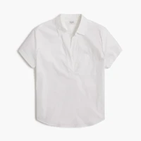 Short-sleeve poplin popover top