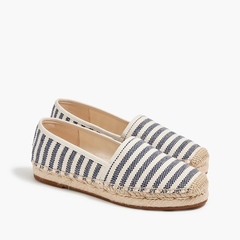 Striped canvas espadrille slip-on flats