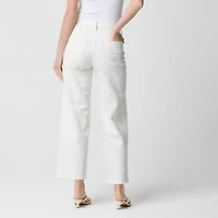 Wide-leg embroidered cropped jean