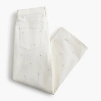 Wide-leg embroidered cropped jean