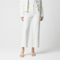 Wide-leg embroidered cropped jean