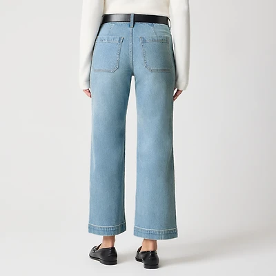 Wide-leg cropped utility jean all-day stretch