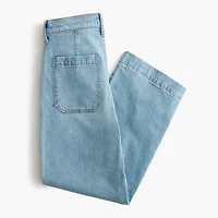 Petite wide-leg cropped utility jean all-day stretch