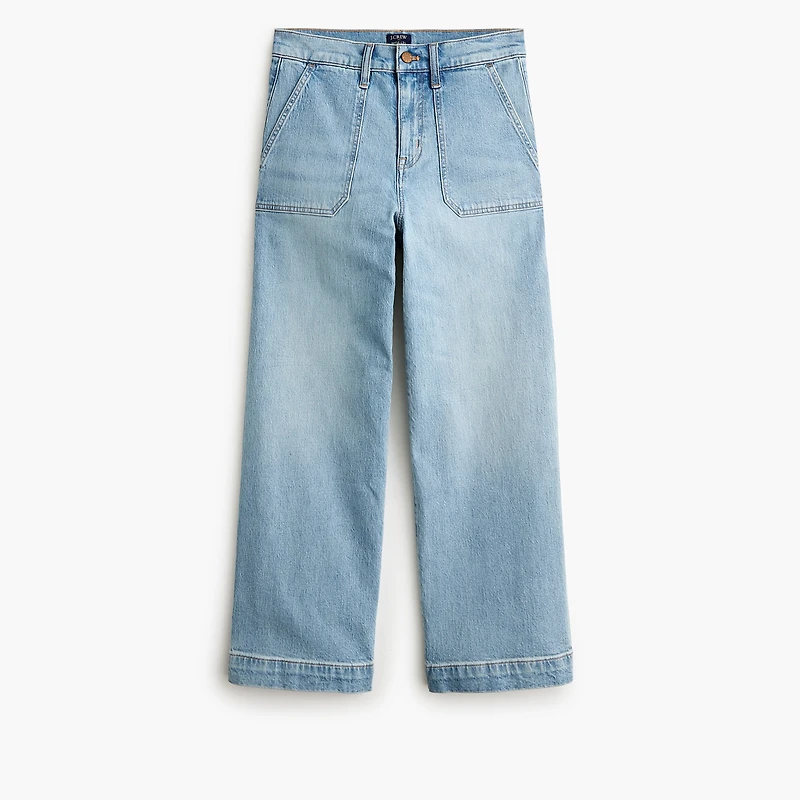 Petite wide-leg cropped utility jean all-day stretch